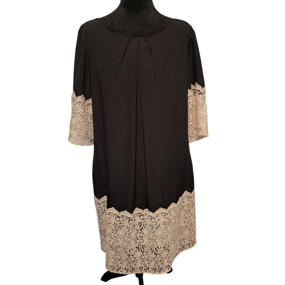 Giani Bini Black Lace Dress Large Back Zip - Picture 1 of 5